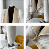 GETADME Faux Fox Fur Car Stripe Fur Coat For Women's Winter Lapel High-End Short Double-Sided Woolen Fashion Cardigan Thick Top Short