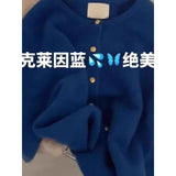 GETADME French Elegant Small Gold Button Knitted Cardigan 2025 Autumn/Winter Women's Green Round Neck Sweater Loose All-matched Jacket