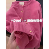 GETADME French Elegant Small Gold Button Knitted Cardigan 2025 Autumn/Winter Women's Green Round Neck Sweater Loose All-matched Jacket