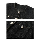 GETADME French High Quality O Neck Small Fragrance Loose Jacket Women Autumn Shiny Elegant Casual Basic Short Tweed Female Wool Coat 557