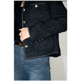 GETADME French High Quality O Neck Small Fragrance Loose Jacket Women Autumn Shiny Elegant Casual Basic Short Tweed Female Wool Coat 557