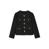 GETADME French High Quality O Neck Small Fragrance Loose Jacket Women Autumn Shiny Elegant Casual Basic Short Tweed Female Wool Coat 557