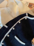 GETADME French Small Fragrance Pearl Button Sweater Cardigan Women's Top Gentle Mink Fleece Knit Jacket