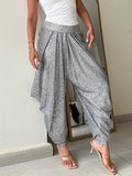 GETADME Full Sequined Patchwork Women Solid Pants 2025 Spring Summer Female Casual Pants Loose Fit All Match Lady Elastic Waist Bloomers
