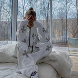 GETADME Gothic Cross Printing Streetwear Winter Warm Two Piece Set Women Tracksuit Autumn Hoodies+pants Fashion Outfits Sweatsuit 2025