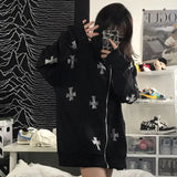 GETADME Gothic Cross Printing Streetwear Winter Warm Two Piece Set Women Tracksuit Autumn Hoodies+pants Fashion Outfits Sweatsuit 2025