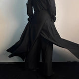 GETADME 고딕 퀼로트 오버랩 Y2K 더블 레이어 다크 퀼로트 플리츠 와이드 레그 니치 디자인 캐주얼 팬츠 스커트 유니섹스 남성 의류