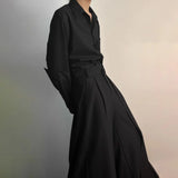 GETADME 고딕 퀼로트 오버랩 Y2K 더블 레이어 다크 퀼로트 플리츠 와이드 레그 니치 디자인 캐주얼 팬츠 스커트 유니섹스 남성 의류