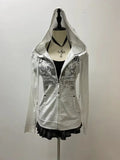 GETADME Gothic Fashion Classic Style Letter Design Top Y2k Cardigan Sweatshirt Hooded Warm Sweatshirt Subculture Zipper Punk Jacket