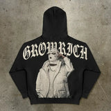 GETADME Gothic punk dark style geometric print pullover hoodies for women clothes y2k vintage streetwear hip-hop couple baggy sweatshirt