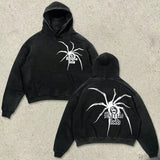 GETADME Gothic punk dark style geometric print pullover hoodies for women clothes y2k vintage streetwear hip-hop couple baggy sweatshirt