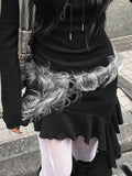 Ceintures GETADME grises en fausse fourrure et cuir, design chic, style vintage Y2K, accessoires de taille raffinés