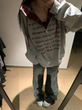 GETADME Grey Women Sweatshirt  Solid Hooded Vintage Long Sleeve Korean Fashion Casual Y2K Style 2024 Autumn NEW Female Grey Tops