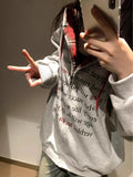 GETADME Grey Women Sweatshirt  Solid Hooded Vintage Long Sleeve Korean Fashion Casual Y2K Style 2024 Autumn NEW Female Grey Tops