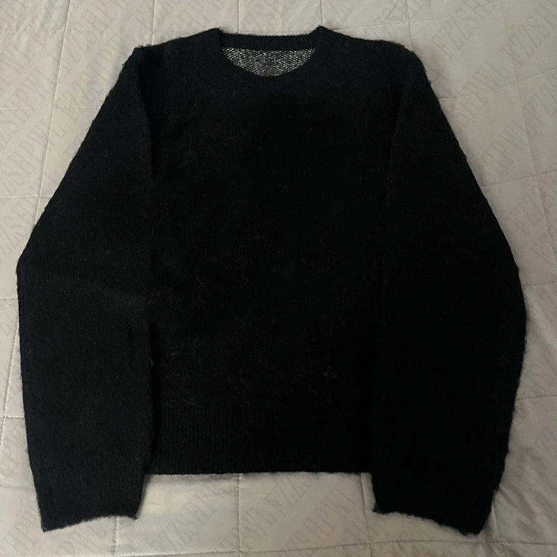 GETADME Grunge Vintage Streetwear Autumn Deeptown Black Gothic Cat Women Sweater Y2k Harajuku Japanese Fashion Oversized Knit Pullovers
