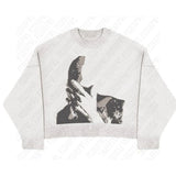 GETADME Grunge Vintage Streetwear Autumn Deeptown Black Gothic Cat Women Sweater Y2k Harajuku Japanese Fashion Oversized Knit Pullovers