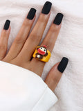 GETADME Cartoon Fruit Ring Women Fashion Korean Cute Animal Resin Acrylic Ring Set Christmas Birthday Party Gift Jewelry for Female Girl
