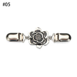 GETADME Women Carved Flower Cardigan Sweater Blouse Shawl Clips Shirt Collar Shawl Brooch Retro Duck Clip Clasps Charm Accessories Gift