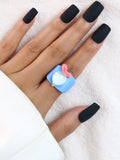 GETADME Cartoon Fruit Ring Women Fashion Korean Cute Animal Resin Acrylic Ring Set Christmas Birthday Party Gift Jewelry for Female Girl