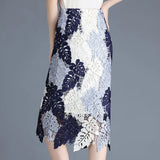Getadme Printed Lace Skirt Women Summer New High Waist and Mid-length Design Niche Hip Step Skirt Brand Clothes
