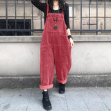 GETADME Corduroy Overalls Women's Summer Bib Jumpsuits ZANZEA 2026 Casual Suspender Harem Pants Female Solid Rompers Femme Oversize