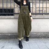 GETADME Corduroy Overalls Women's Summer Bib Jumpsuits ZANZEA 2026 Casual Suspender Harem Pants Female Solid Rompers Femme Oversize