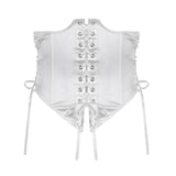 GETADME hirigin Womens Puff Sleeve Off Shoulder Dresses Lace Up Swing Dress Ruffle Mesh Party Mini Dress and Body Shaper Bustier Corset
