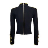 GETADME 2025 New Winter Autumn Fashion Women's Bandage Jacket Long Sleeve Casual Sexy Black Night Club Party Coat Outwear Female Golden