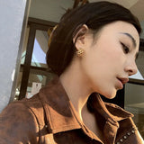 GETADME 2025 New European and American Hemp Chain Woven Circle  Earrings For Women Korean Fashion Jewelry Design Personalized Earrings
