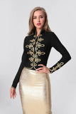 GETADME 2025 New Winter Autumn Fashion Women's Bandage Jacket Long Sleeve Casual Sexy Black Night Club Party Coat Outwear Female Golden