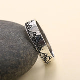 GETADME Vintage Simplicity Carved Mountains Ring for Women Men Bohemian Delicate Mountains Handmade Ring for Female Gift