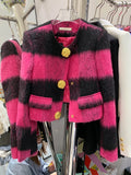 GETADME HIGH STREET Newest F/W 2025 Designer Fashion Women Contrast Single Breasted Wool Short Jacket