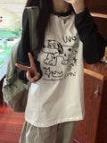 GETADME Kawaii Graphic T-shirts Women Cute Anime Long Sleeve Tops Japanese Vintage Y2k Preppy Style Casual Sweet Tees Oversized