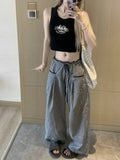 GETADME Sweet Black Women Plaid Pants Coquette Japanese Style Cute Wide Leg Trousers Harajuku Kawaii Palazzo Pants Vintage Y2k