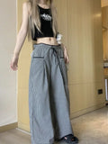 GETADME Sweet Black Women Plaid Pants Coquette Japanese Style Cute Wide Leg Trousers Harajuku Kawaii Palazzo Pants Vintage Y2k
