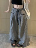 GETADME Sweet Black Women Plaid Pants Coquette Japanese Style Cute Wide Leg Trousers Harajuku Kawaii Palazzo Pants Vintage Y2k