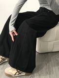 GETADME HOUZHOU Vintage Woman Black Jeans Y2k Baggy Harajuku Korean Style Denim Pants Casual Classic Retro Loose Trousers Autumn Pockets