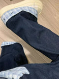 GETADME HOUZHOU Y2k Embroidery Baggy Jeans Women Vintage Plaid Patchwork Denim Trousers Harajuku Korean Sweet Oversized Jeans Cutecore