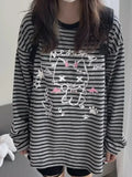 GETADME HOUZHOU Y2k Harajuku Striped Patchwork Hoodies Women Japanese Style Grunge Gothic Cartoon Print Loose Sweatshirt 2025 Soft Girl