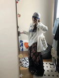 GETADME HOUZHOU Y2k Kpop Oversize Women T-shirts Hollow Out Harajuku Sexy Gyaru Streetwear Long Sleeve Knitted Top Korean Fashion Casual