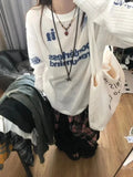 GETADME HOUZHOU Y2k Kpop Oversize Women T-shirts Hollow Out Harajuku Sexy Gyaru Streetwear Long Sleeve Knitted Top Korean Fashion Casual