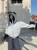 GETADME HOUZHOU Y2k Solid Streetwear Hoodies Women American Retro Grunge Fashion Casual Thicker Zipper Loose Sweatshirt Winter 2025