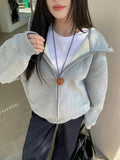 GETADME HOUZHOU Y2k Solid Streetwear Hoodies Women American Retro Grunge Fashion Casual Thicker Zipper Loose Sweatshirt Winter 2025