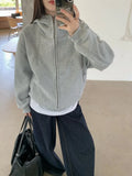 GETADME HOUZHOU Y2k Solid Streetwear Hoodies Women American Retro Grunge Fashion Casual Thicker Zipper Loose Sweatshirt Winter 2025