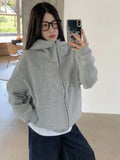 GETADME HOUZHOU Y2k Solid Streetwear Hoodies Women American Retro Grunge Fashion Casual Thicker Zipper Loose Sweatshirt Winter 2025