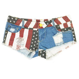 Getadme Mid Waist Jeans Shorts 2025 Women New Fashion USA Flag Printed Denim Pole Dance Skinny Hot Hole Short Pants S-XXL
