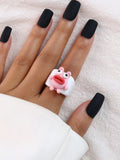 GETADME Cartoon Fruit Ring Women Fashion Korean Cute Animal Resin Acrylic Ring Set Christmas Birthday Party Gift Jewelry for Female Girl