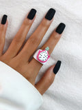 GETADME Cartoon Fruit Ring Women Fashion Korean Cute Animal Resin Acrylic Ring Set Christmas Birthday Party Gift Jewelry for Female Girl