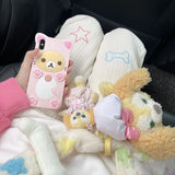 GETADME 하라주쿠 카와이 화이트 코듀로이 팬츠 여성 일본 스타일 스위트 큐트 와이드 레그 팬츠 자수 여성스러운 플리스 팬츠