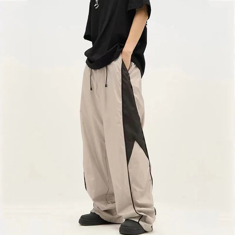 GETADME Harajuku Oversize Jogging Sweatpants Women Streetwear Hip Hop Wide Leg Drawstring Contrast Color Baggy Casual Sports Trousers
